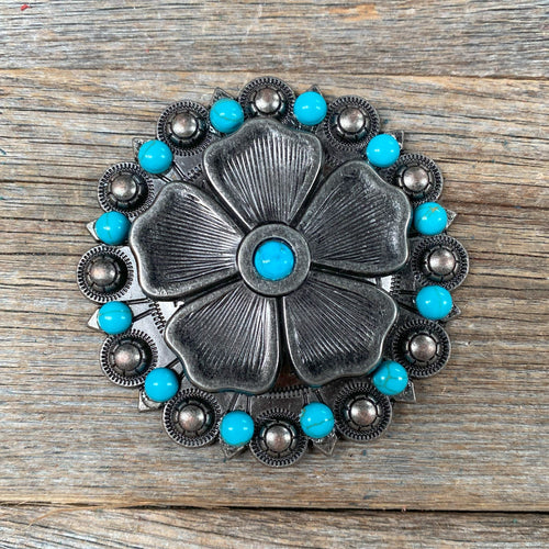Antique Silver Flower Turquoise Berry Jacket #BJW110L