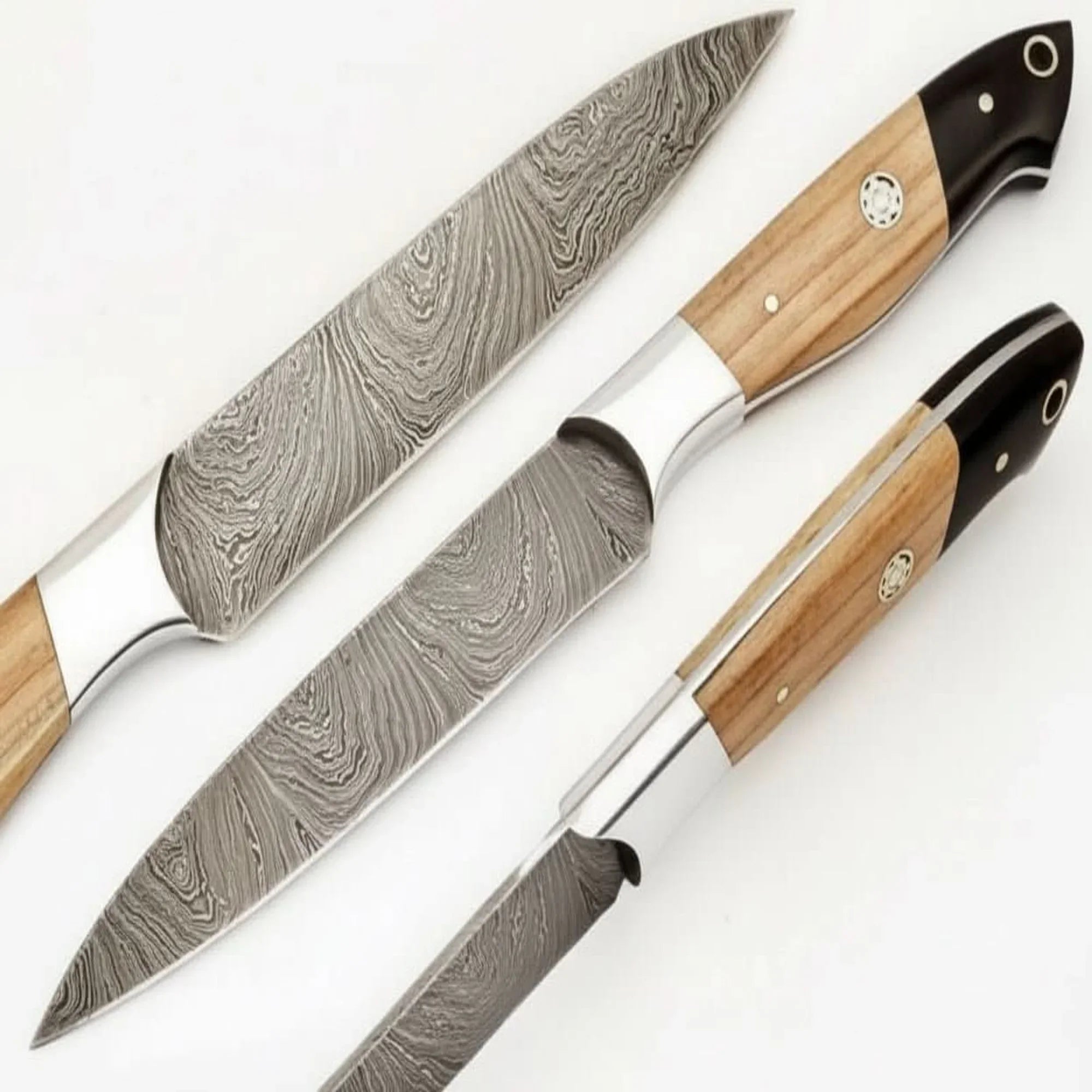 9" Handmade Damascus Steel Utility Knife with Olive Wood Handle