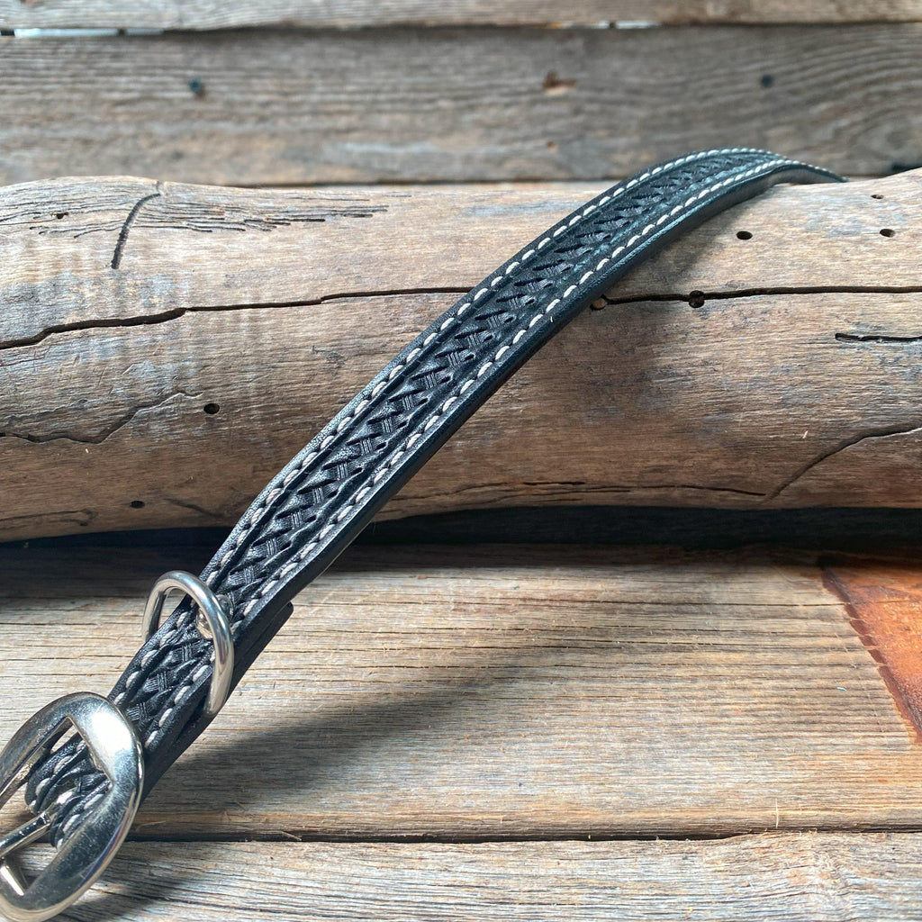 Basketweave Straight Genuine Leather Dog Collar 10" — view 4