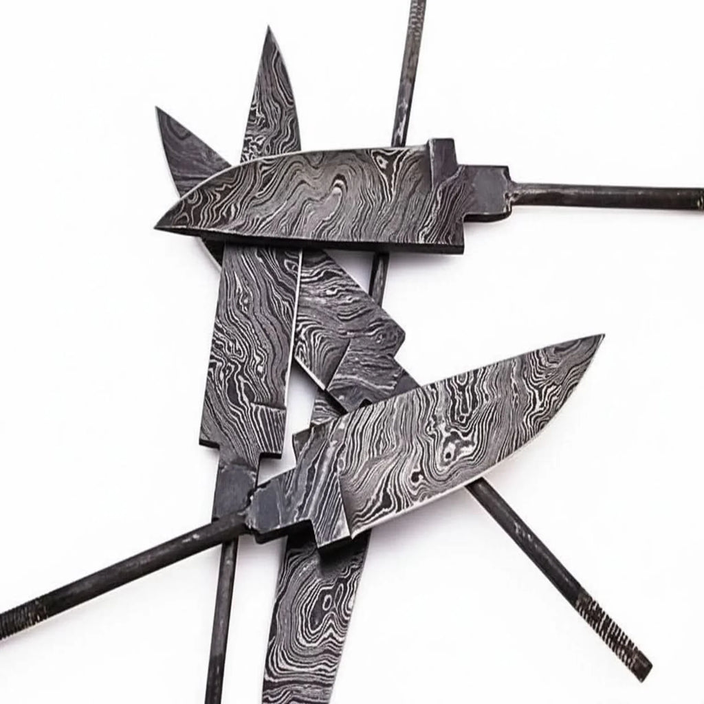 5-Piece Hand Forged Damascus Hunting Knife Blanks Set