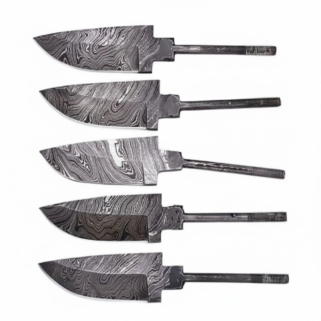 5-Piece Hand Forged Damascus Hunting Knife Blanks Set