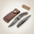Handmade Damascus Folding Pocket Knife with Floral Engraved Handle – Compact EDC Knife by JW SteelCrafts