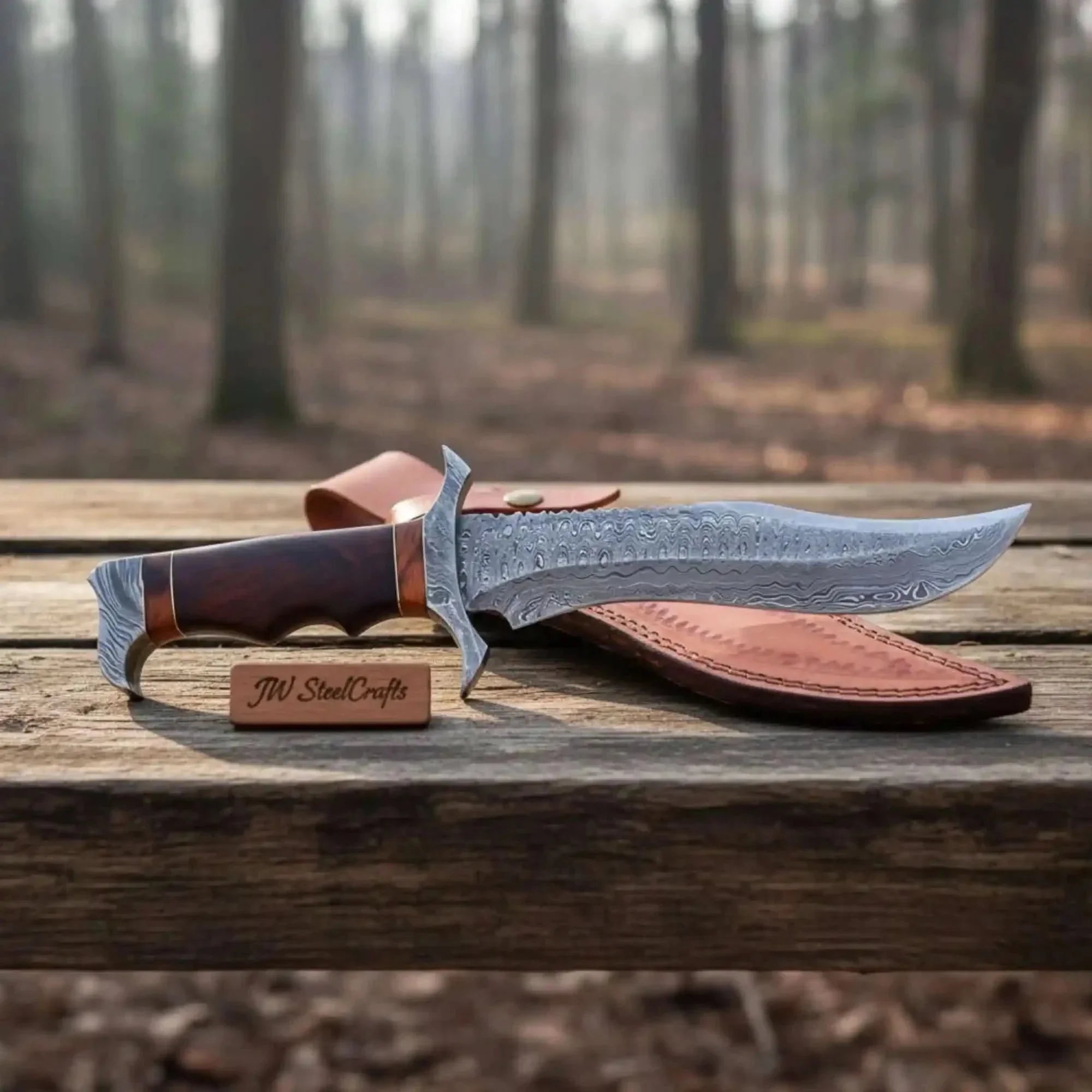 Handmade Frontier Bowie Knife – Damascus Steel Clip Point Blade
