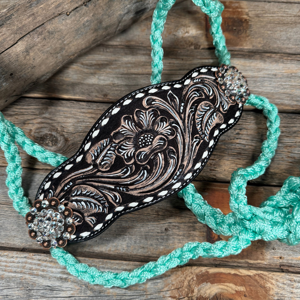 Bronc Noseband Mule Tape Halter with Copper Clear Conchos #MT300 — view 3