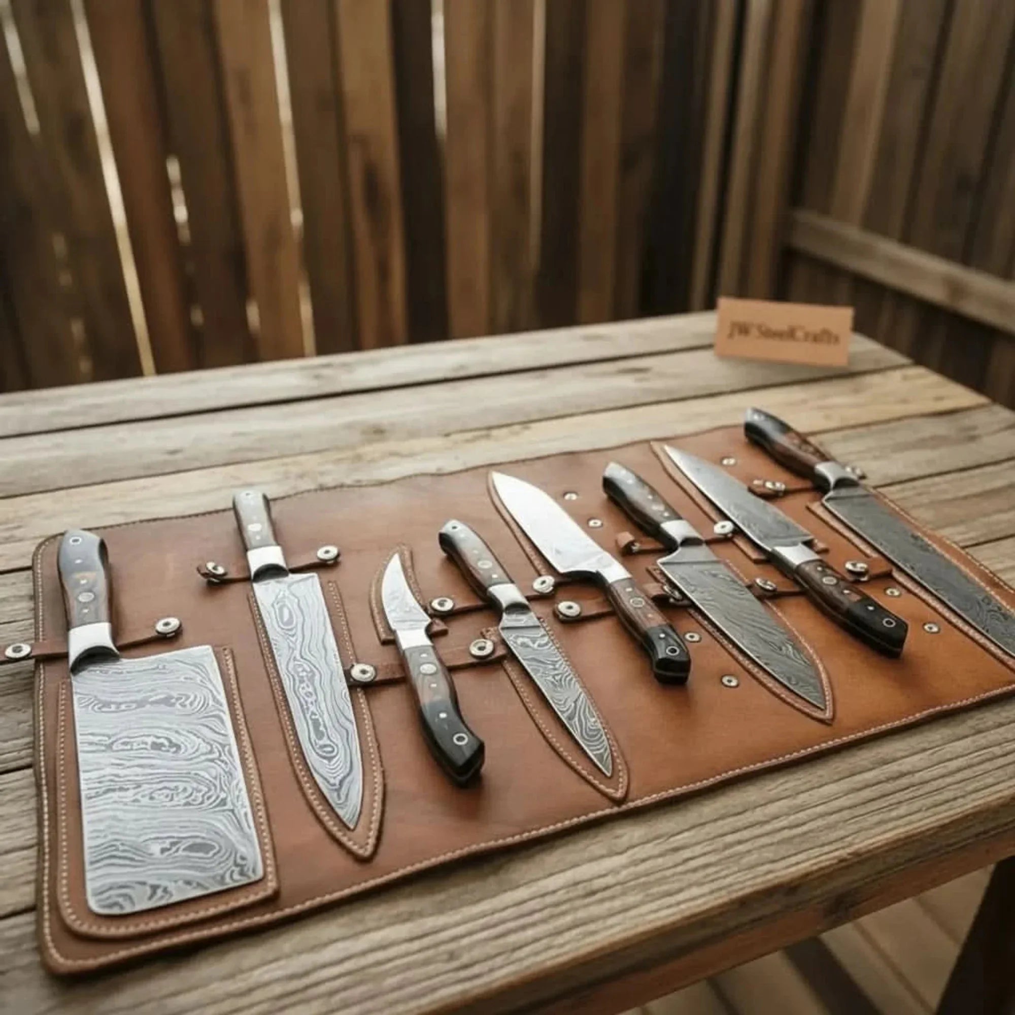 8-Piece Damascus Kitchen Knife Set wit 7 to 13 Inch Blades