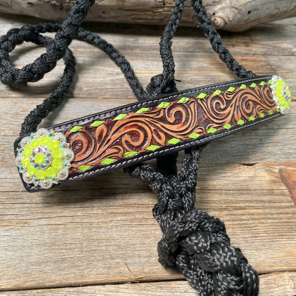 Black Mule Tape Halter - Yellow and Green #MT219 — view 3