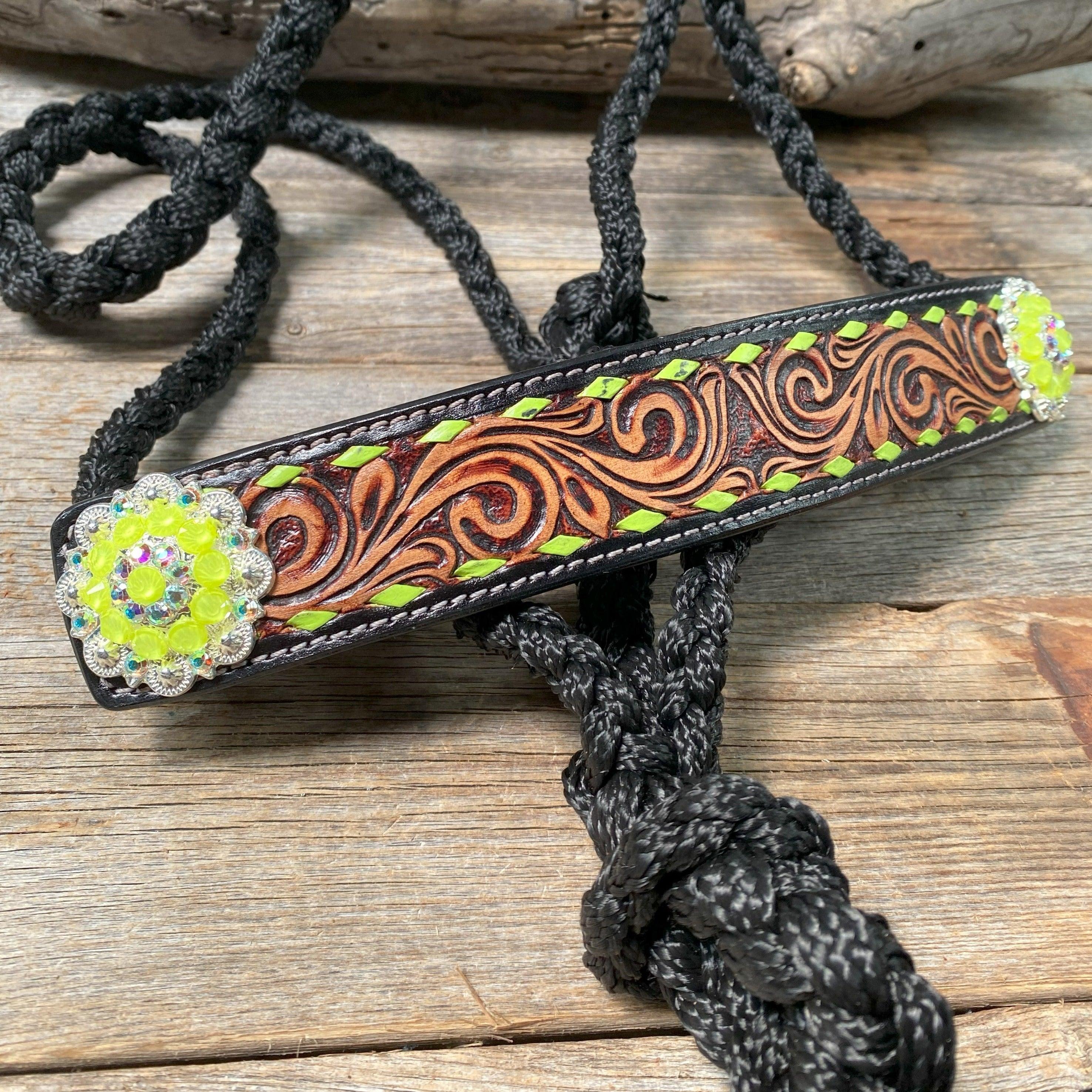 Black Mule Tape Halter - Yellow and Green #MT219 — view 3