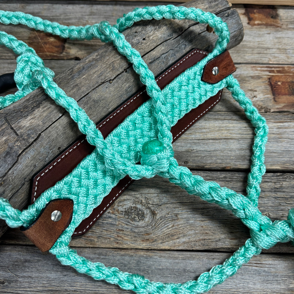 Bronc Noseband Mule Tape Halter with Western Turquoise Conchos #MT303 — view 4