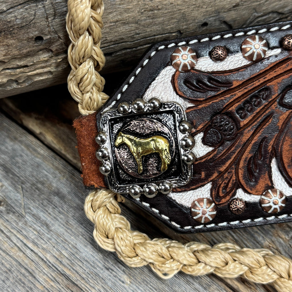 Bronc Noseband Mule Tape Halter with Western Horse Conchos #MT305 — view 2