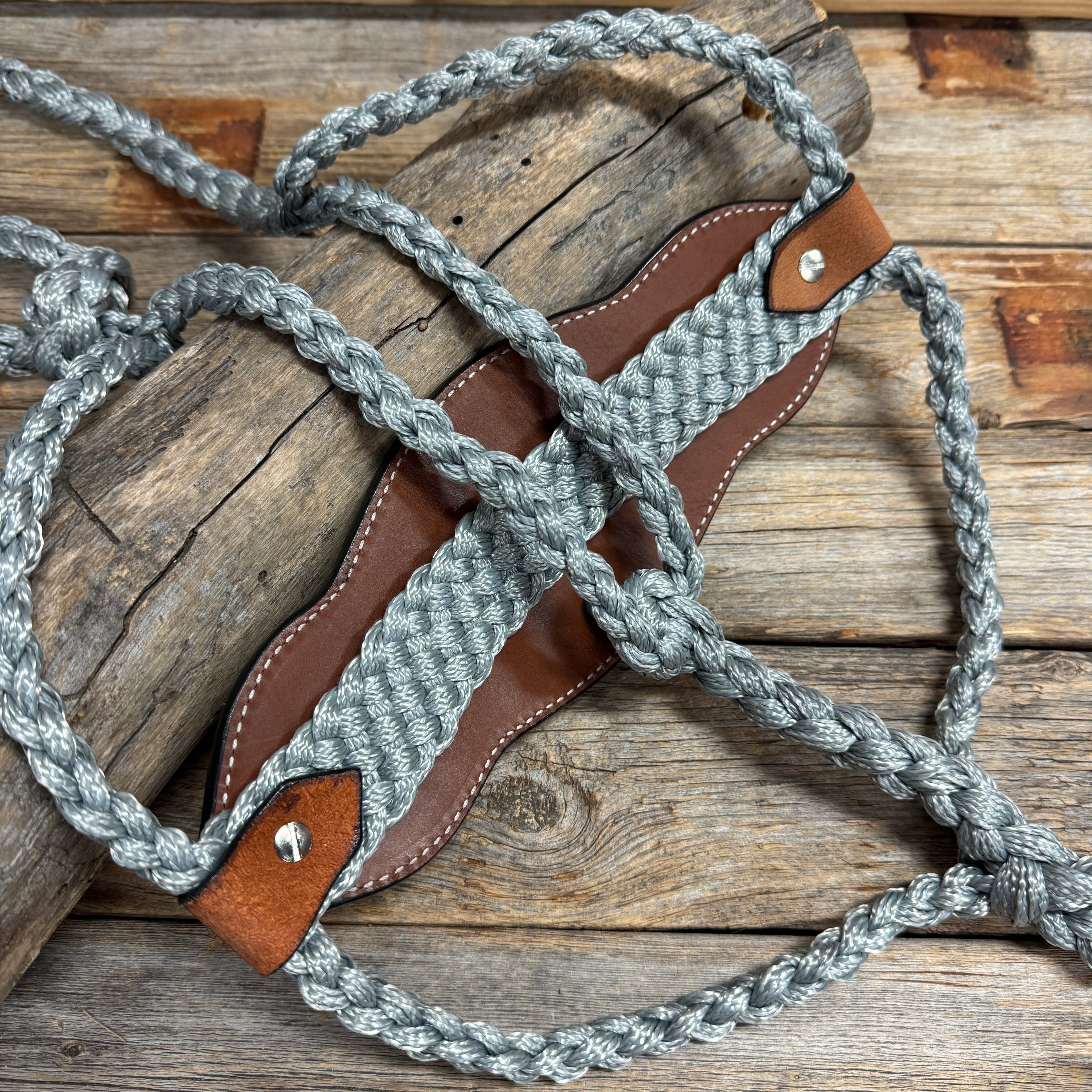 Bronc Noseband Mule Tape Halter with Turquoise Sunflower Western Conchos #MT306 — view 4