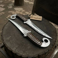 Handcrafted Persian Inspired Fixed Blade Knife Trailing Point Curved Blade with Finger Ring Tactical Utility Knife