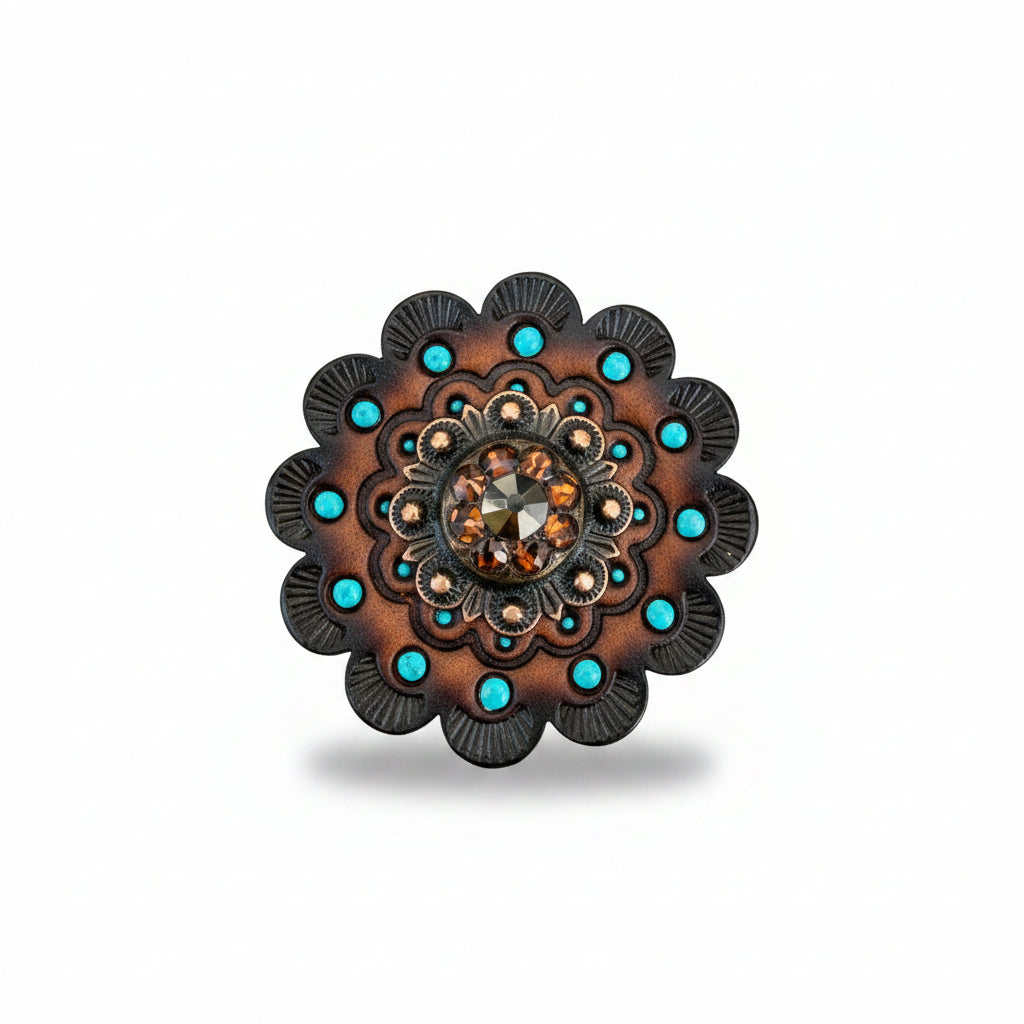 Copper Jet - Champagne - Topaz Crystal Conchos | Sizes 1"- 3" | Buckles | Saddle Set | Leather Rosettes | Slide — view 13