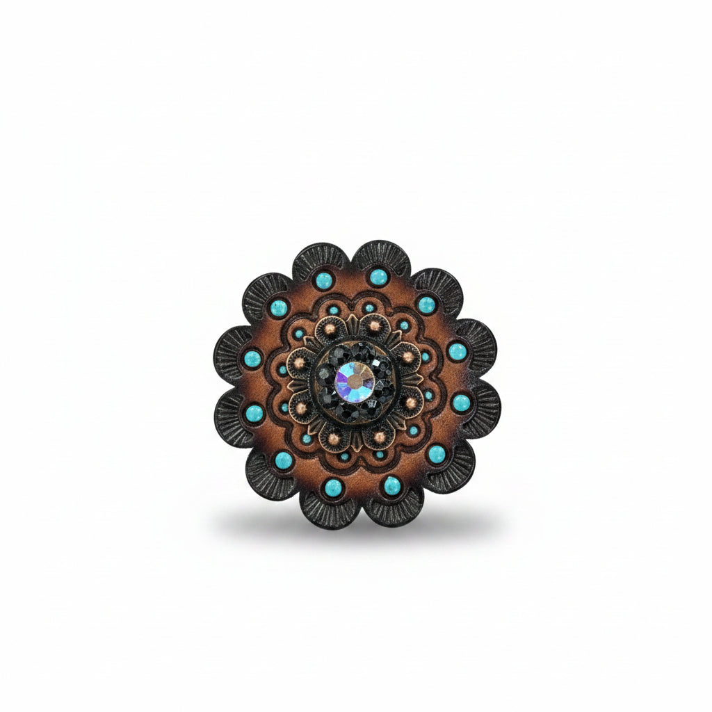 Copper Jet - AB Crystal Conchos | Sizes 1"- 3" | Buckles | Saddle Set | Leather Rosettes | Slide — view 12