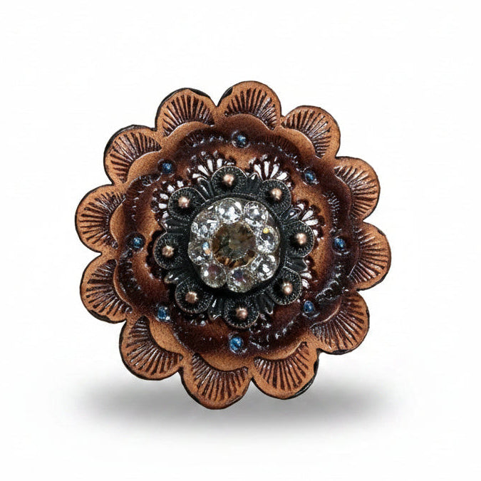 Copper Champagne - Clear Crystal Conchos | Sizes 1"- 3" | Buckles | Saddle Set | Leather Rosettes | Slide — view 12