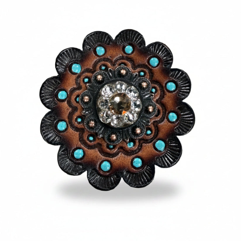 Copper Champagne - Clear Crystal Conchos | Sizes 1"- 3" | Buckles | Saddle Set | Leather Rosettes | Slide — view 13