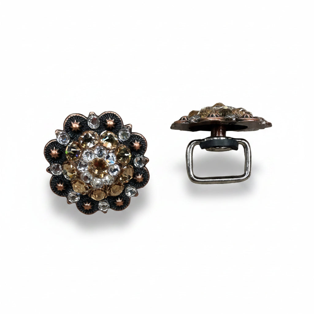 Copper Champagne - Clear Crystal Conchos | Sizes 1"- 3" | Buckles | Saddle Set | Leather Rosettes | Slide — view 14