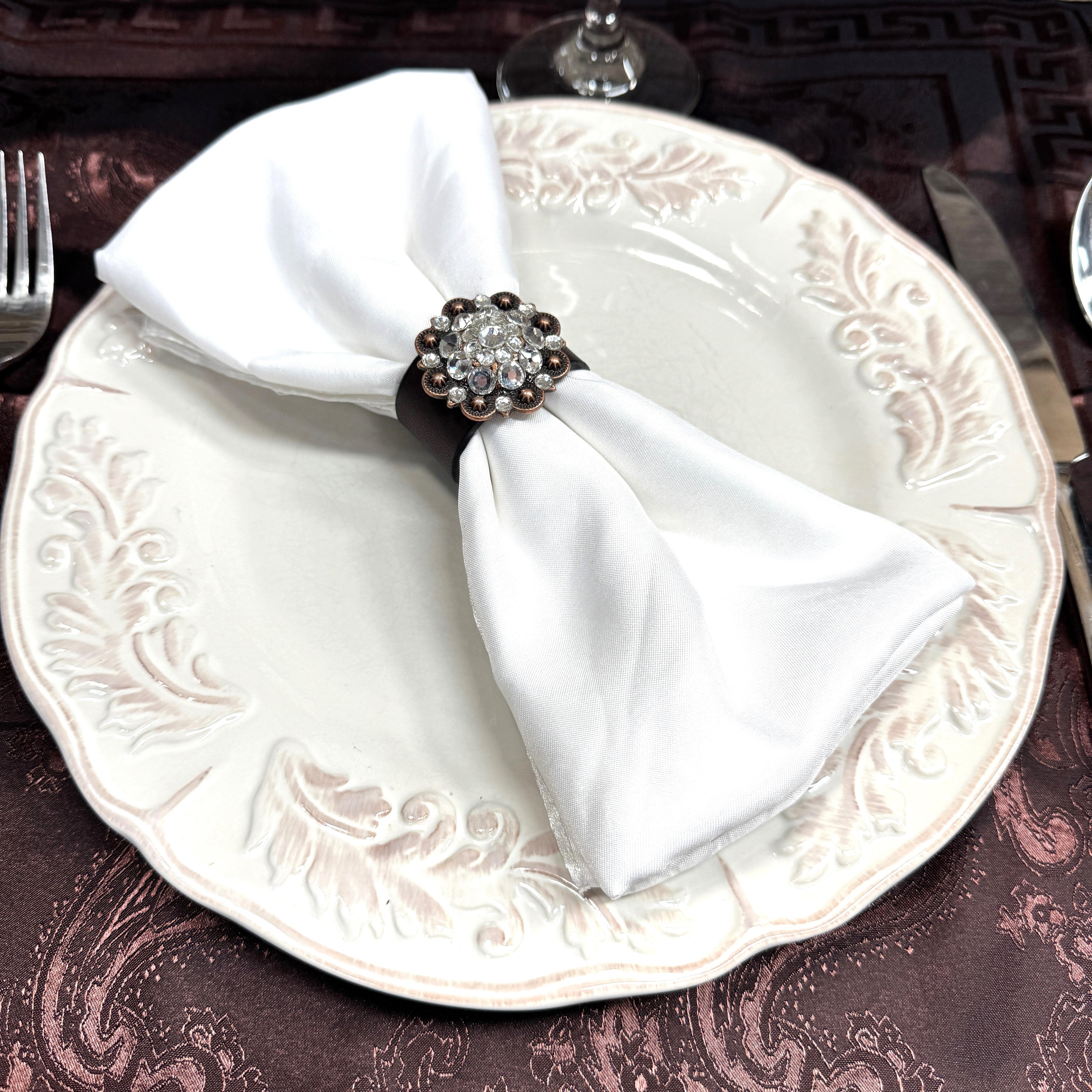 Copper Clear Crystal Concho Napkin Ring #CNR100 — view 3