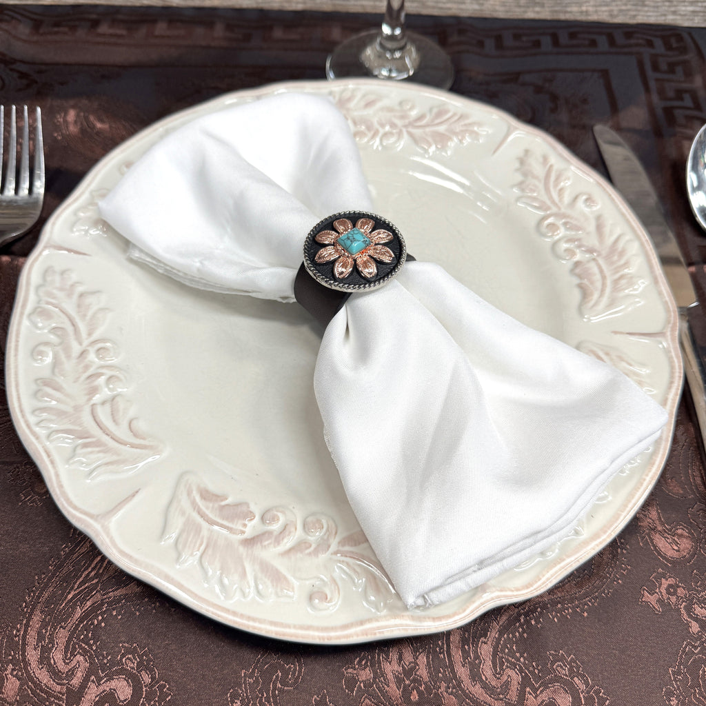 Copper Turquoise Sunflower Western Concho Napkin Ring #CNR111 — view 3