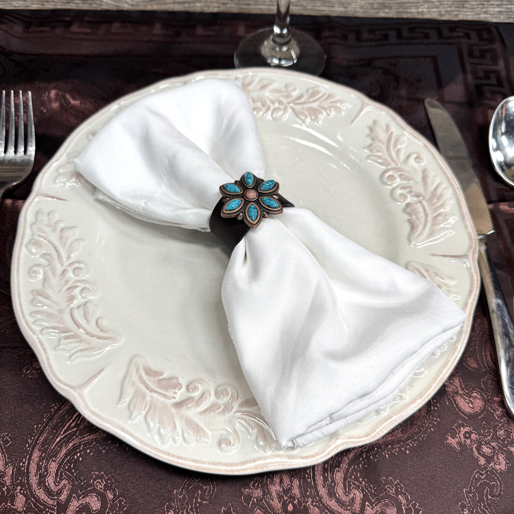 Copper Turquoise Flower Western Concho Napkin Ring #CNR110 — view 3