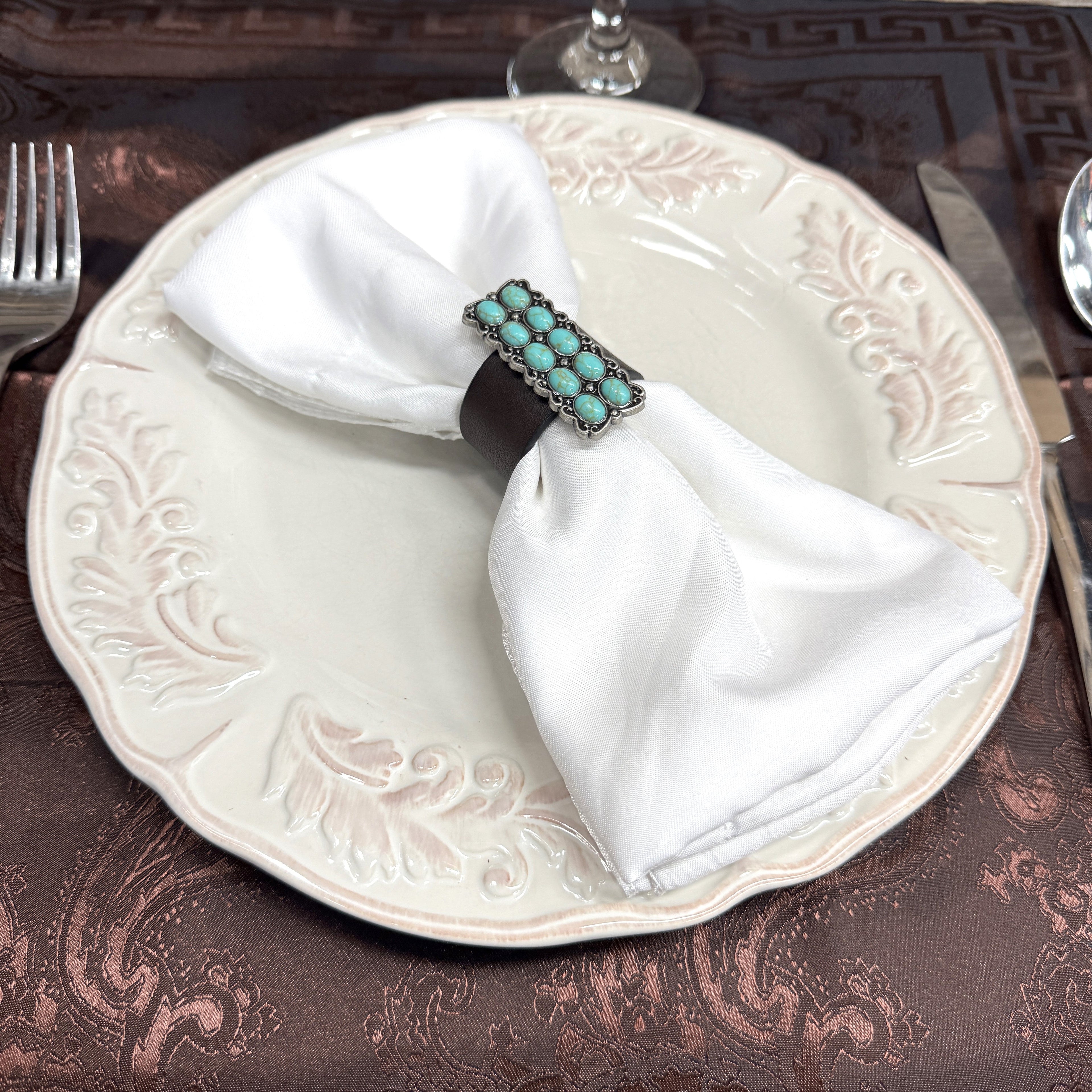 Antique Silver Rectangle Turquoise Western Concho #CNR108 — view 3