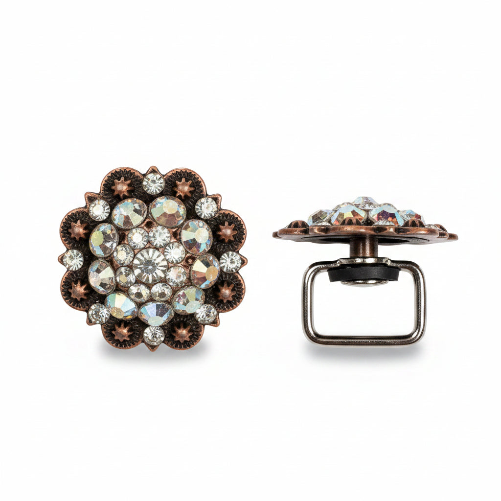 Copper AB Crystal Conchos | Sizes 1"- 3" | Buckles | Saddle Set | Leather Rosettes | Slide — view 14