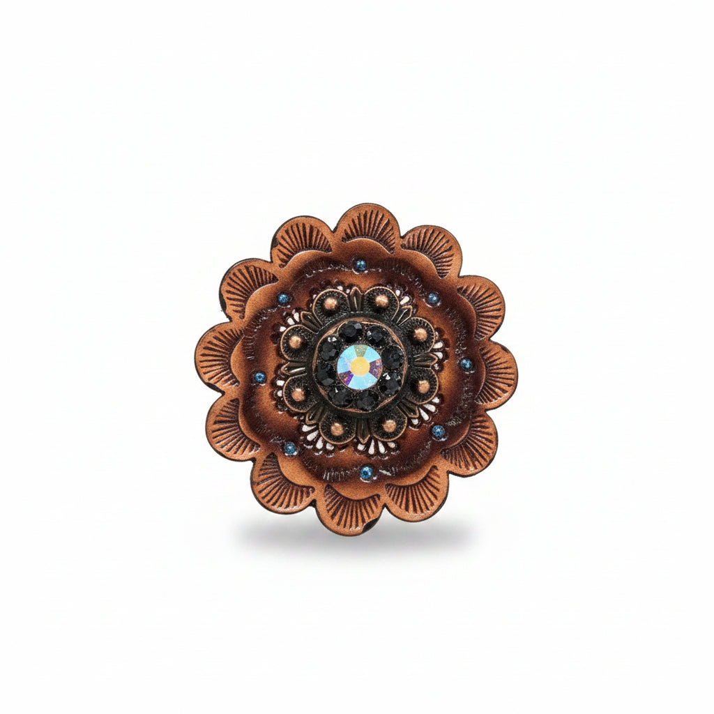 Copper Jet - AB Crystal Conchos | Sizes 1"- 3" | Buckles | Saddle Set | Leather Rosettes | Slide — view 13