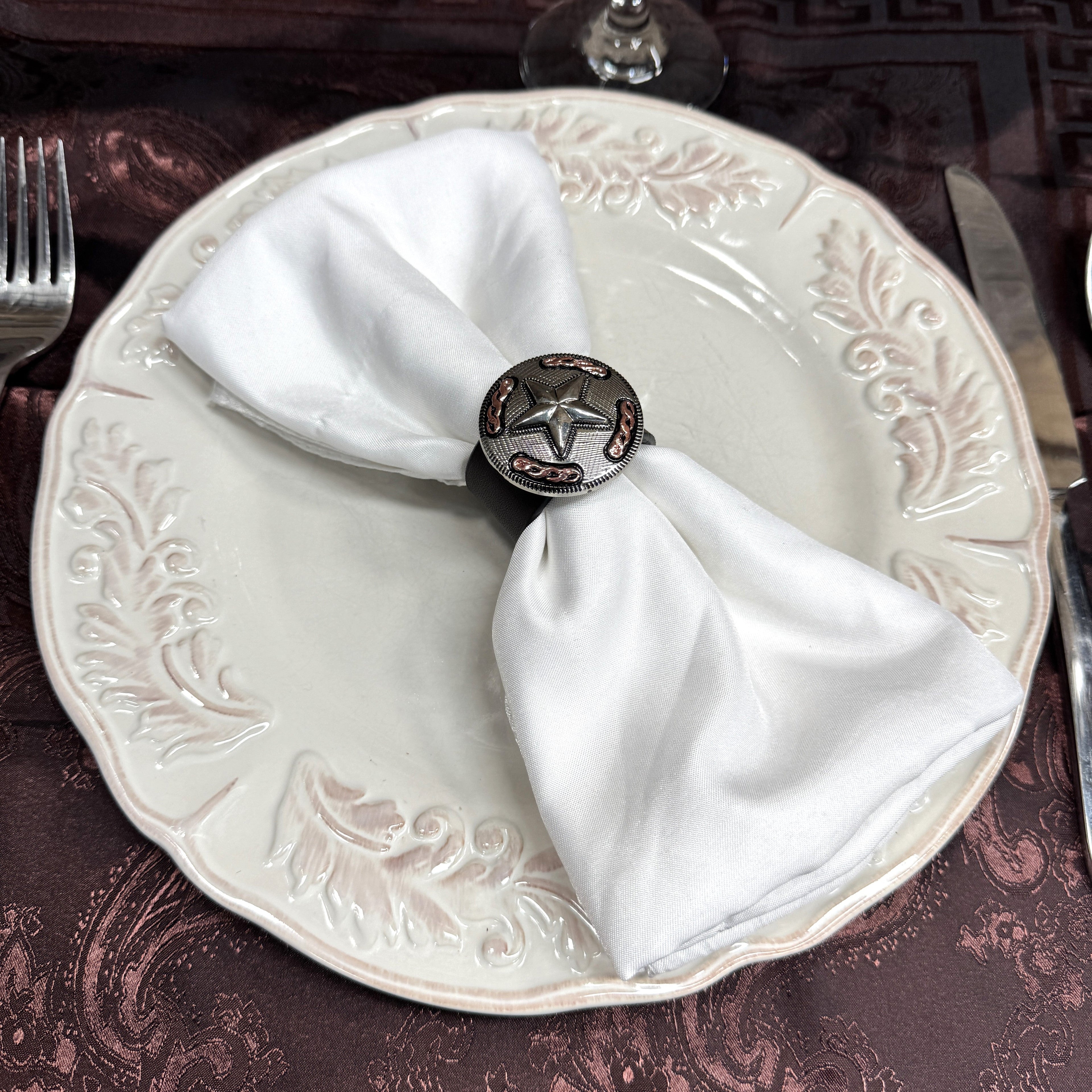 Antique Silver Texas Star Western Concho Napkin Ring #CNR112 — view 3