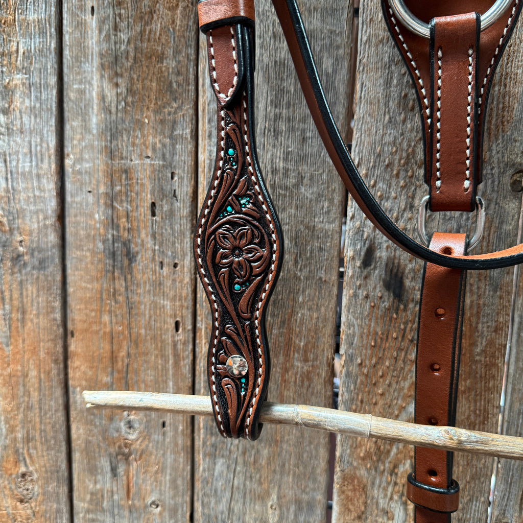 Floral and Teal Dot Pony Tack Set #P56258 — view 3