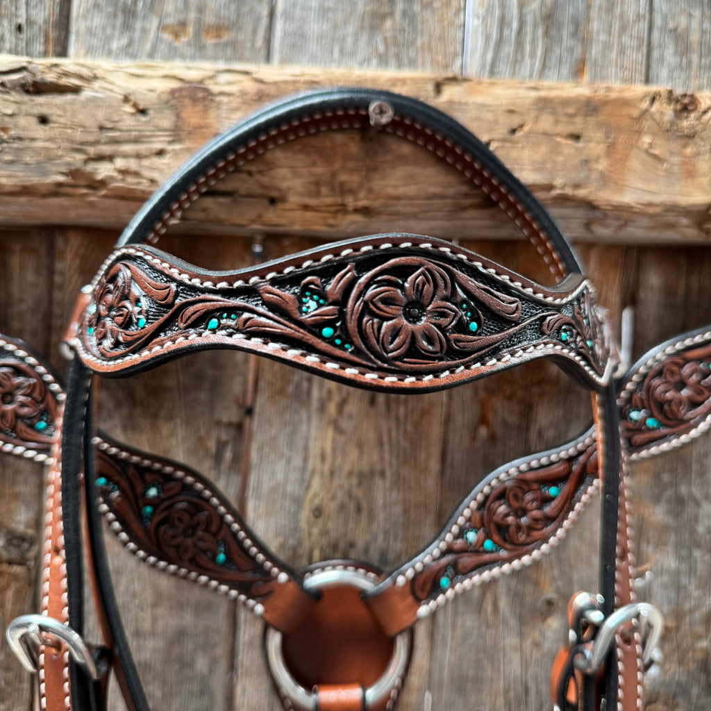Floral and Teal Dot Pony Tack Set #P56258 — view 2