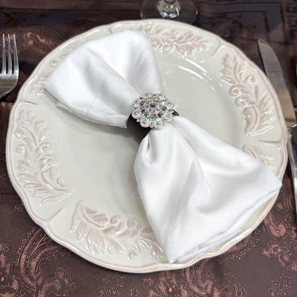 Bright Silver AB Crystal Concho Napkin Ring #CNR104 — view 3