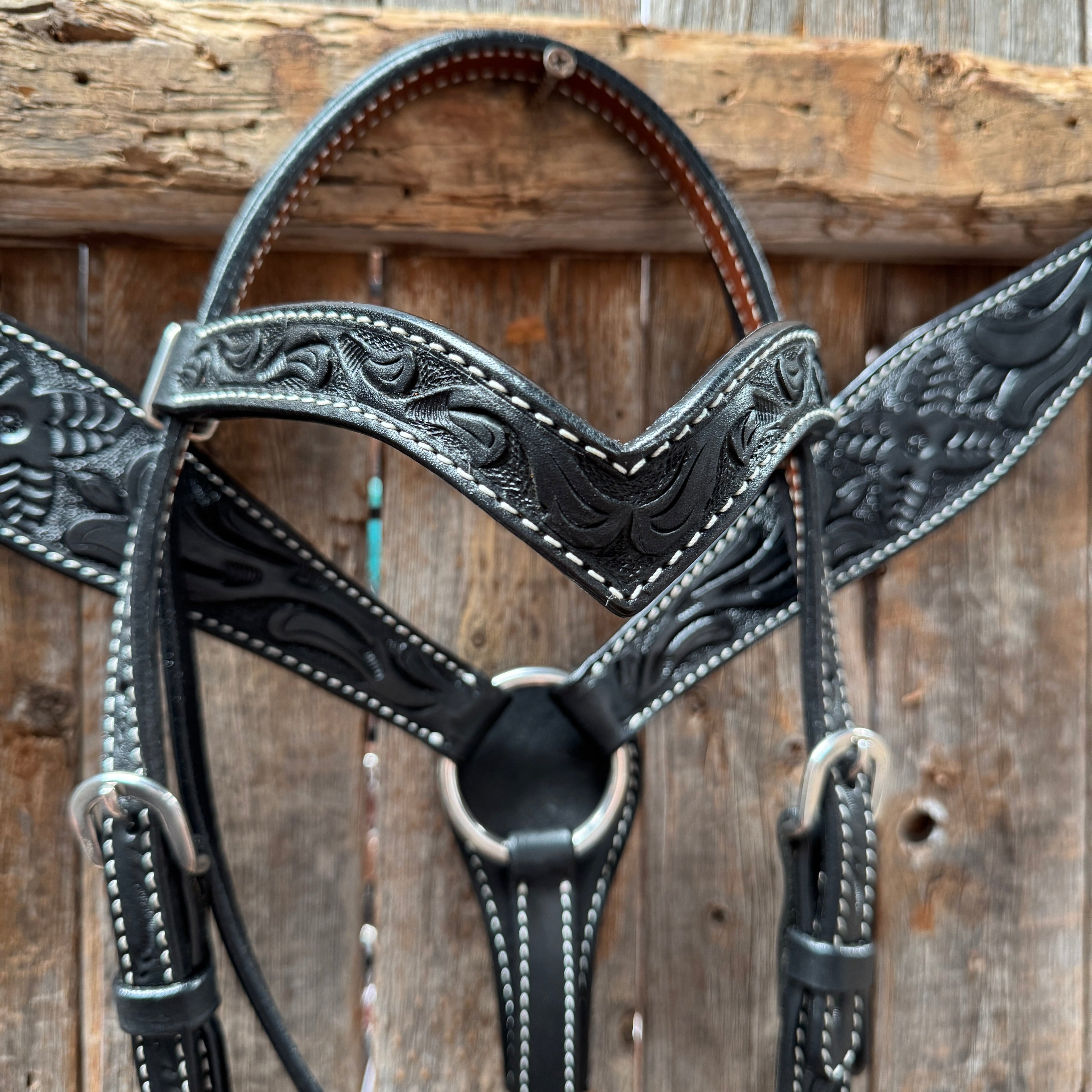 Floral Tooled Black Pony Tack Set #P5066BLK — view 2