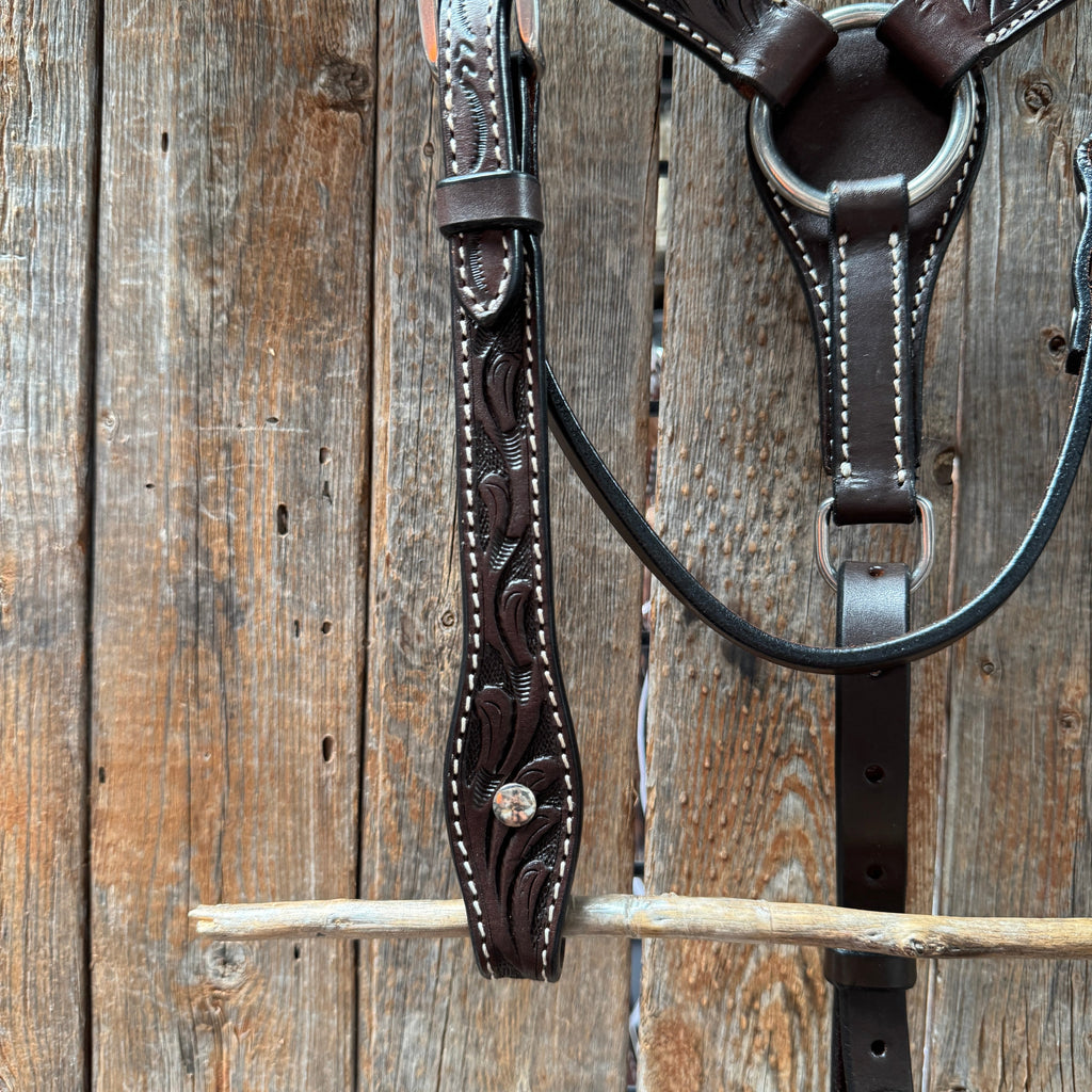 Floral Tooled Dark Oil Pony Tack Set #P5066DK — view 3