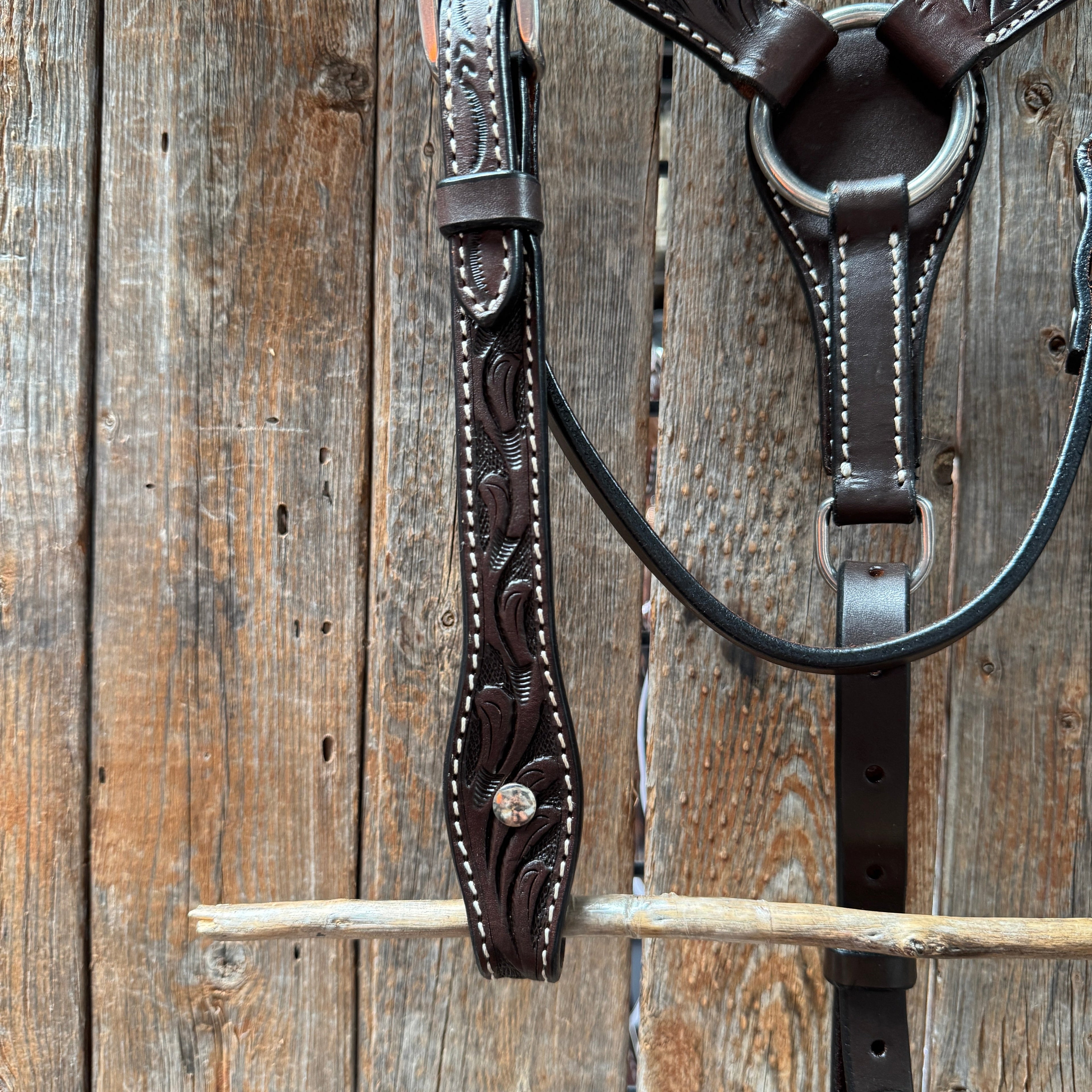 Floral Tooled Dark Oil Pony Tack Set #P5066DK — view 3