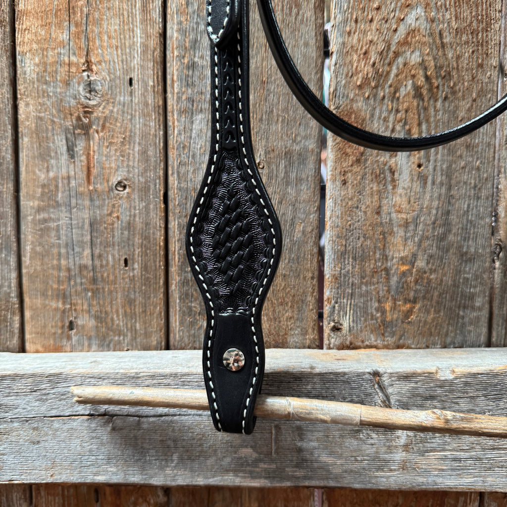 Basketweave Black Browband Draft Headstall / Bridle — view 3