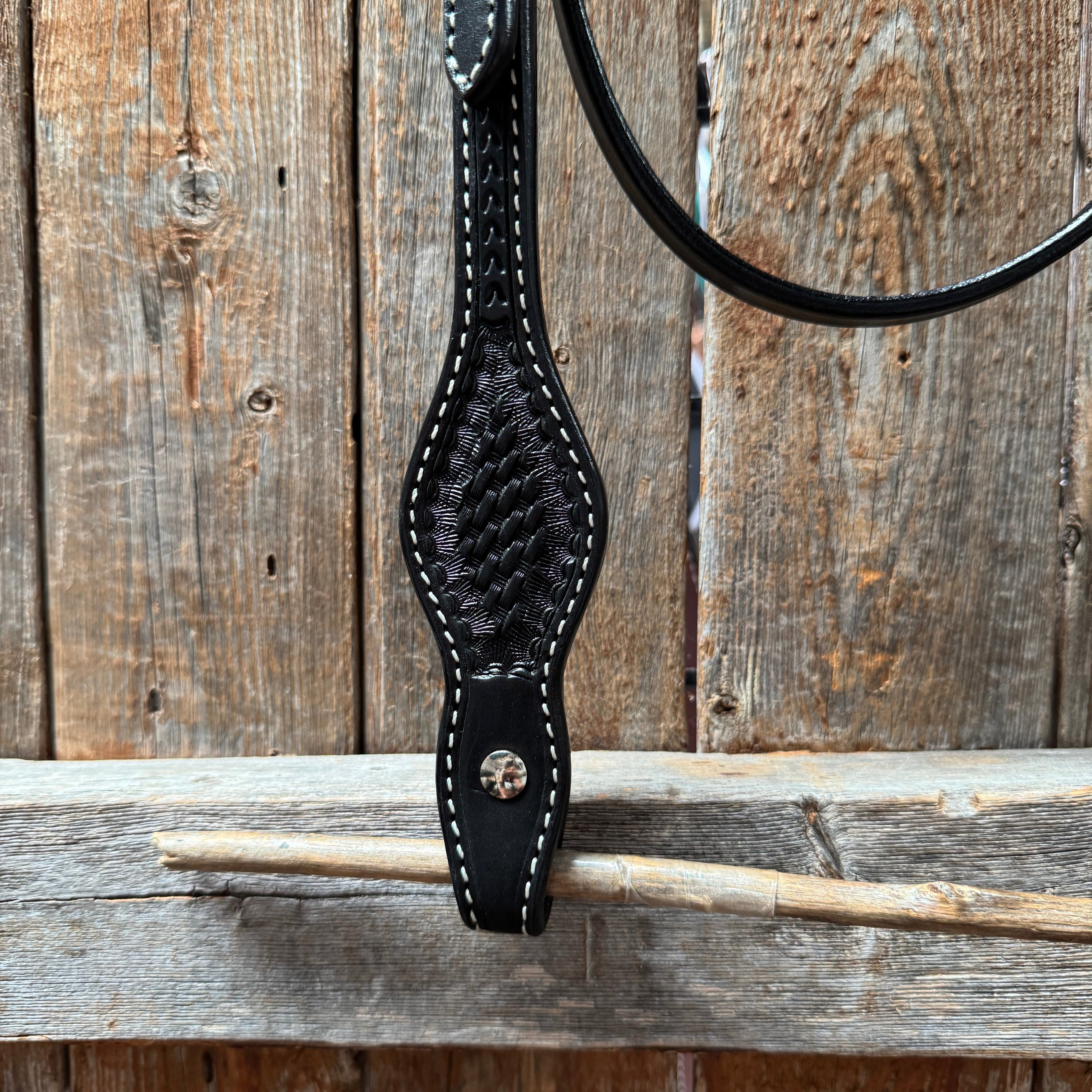 Basketweave Black Browband Draft Headstall / Bridle — view 3