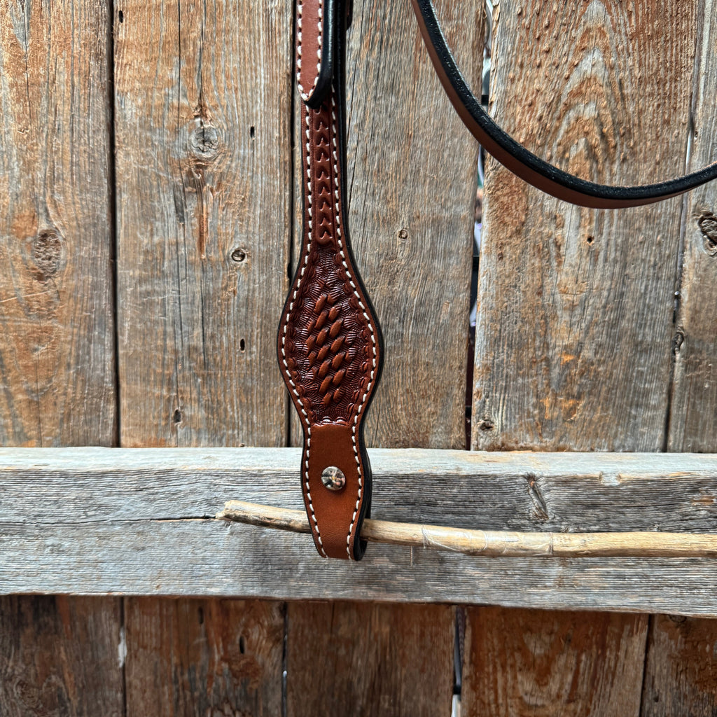 Basketweave Medium Oil Browband Draft Headstall / Bridle — view 3