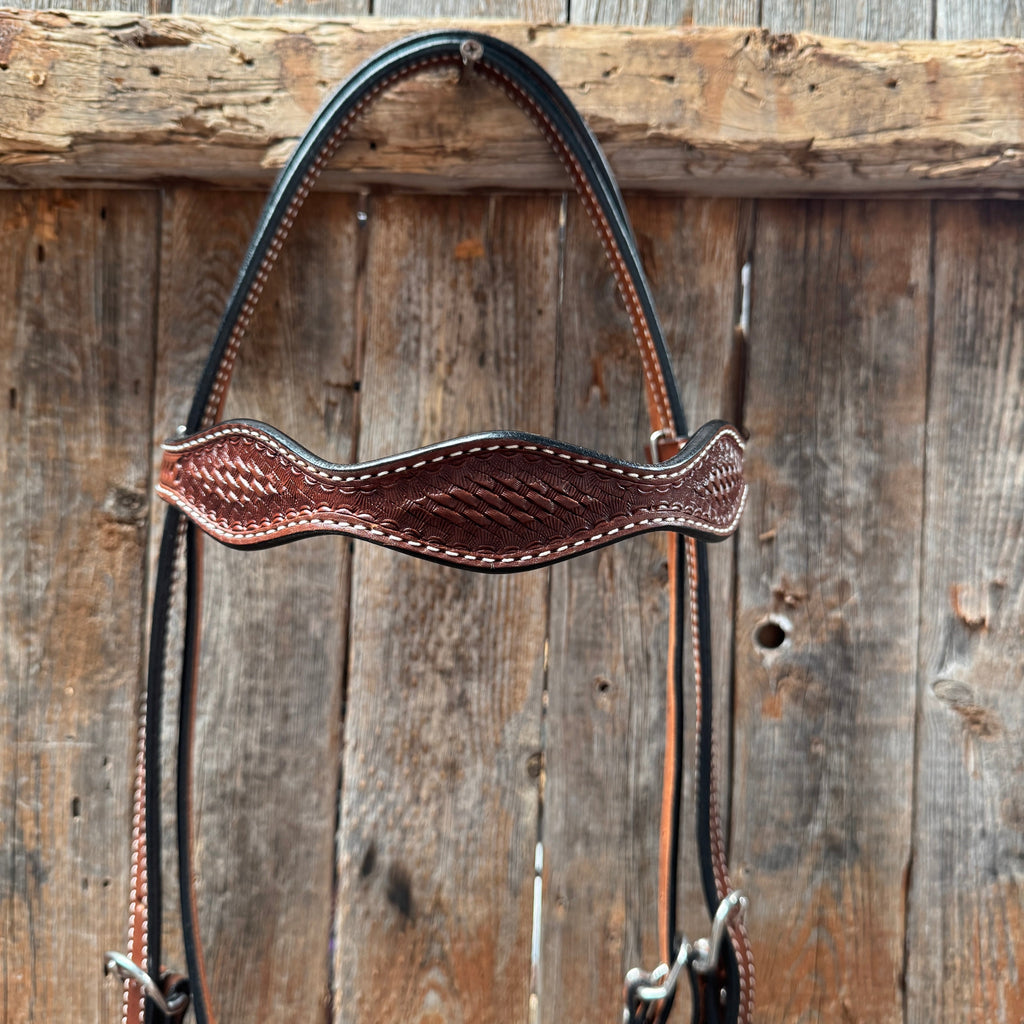 Basketweave Medium Oil Browband Draft Headstall / Bridle — view 2