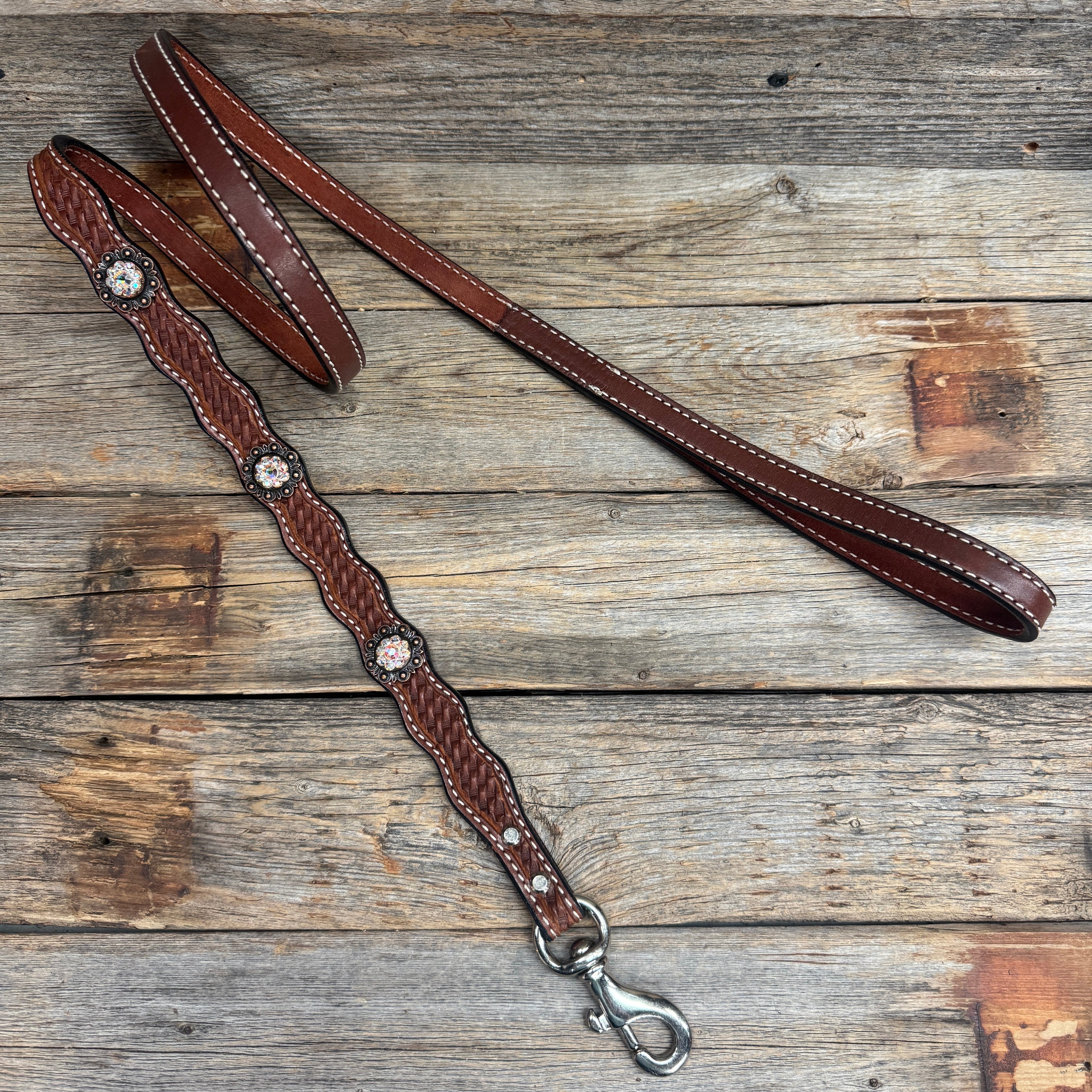 Genuine Leather Dog Collar or Leash With Copper AB Conchos 10" to 22" DC33 — view 7