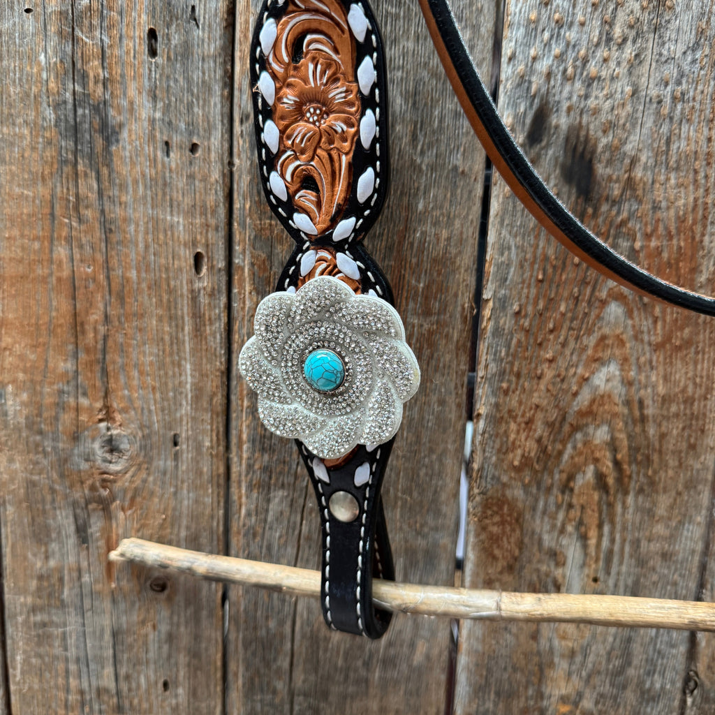 Classic Turquoise and Silver Browband Tack Set #BBBC655 — view 4