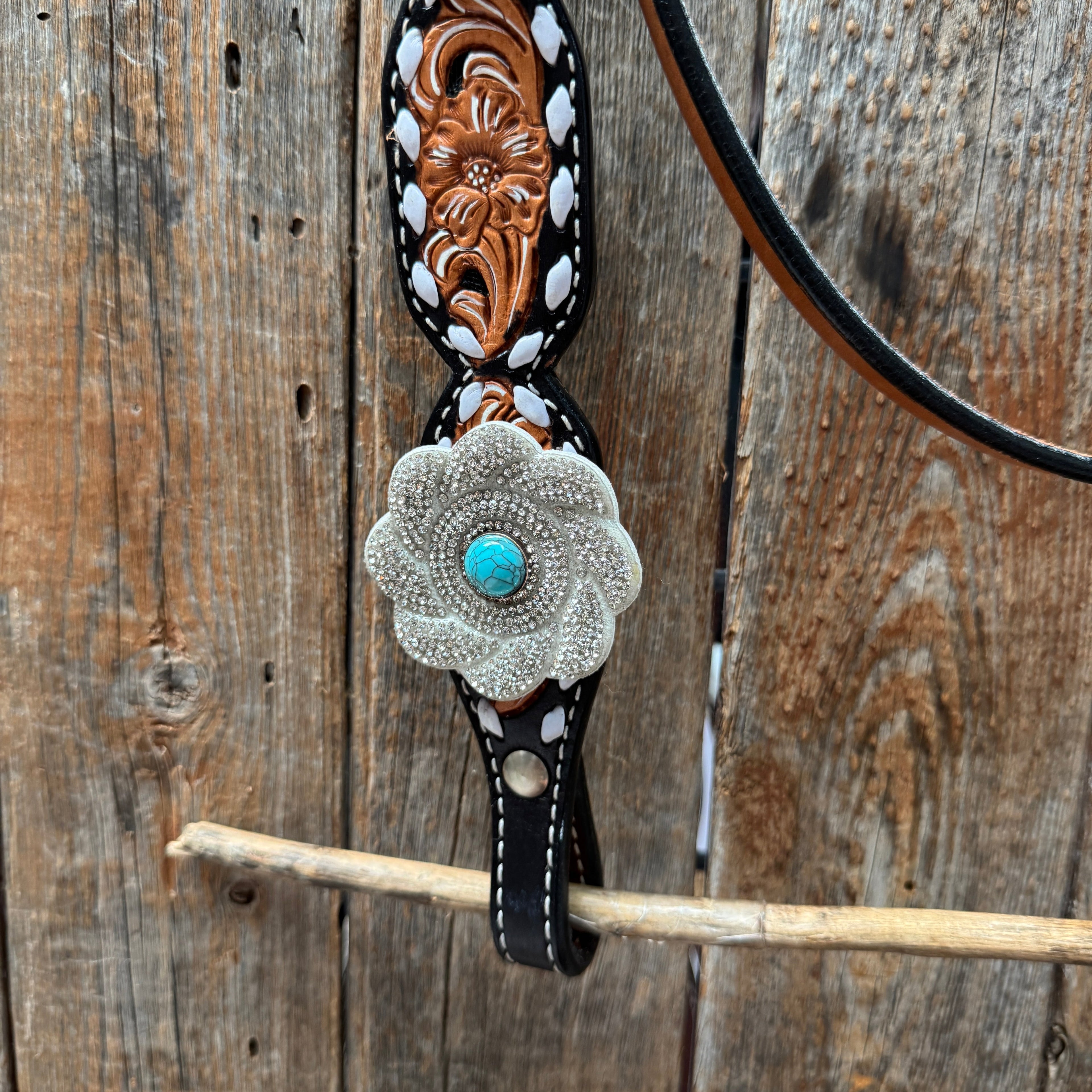 Classic Turquoise and Silver Browband Tack Set #BBBC655 — view 4