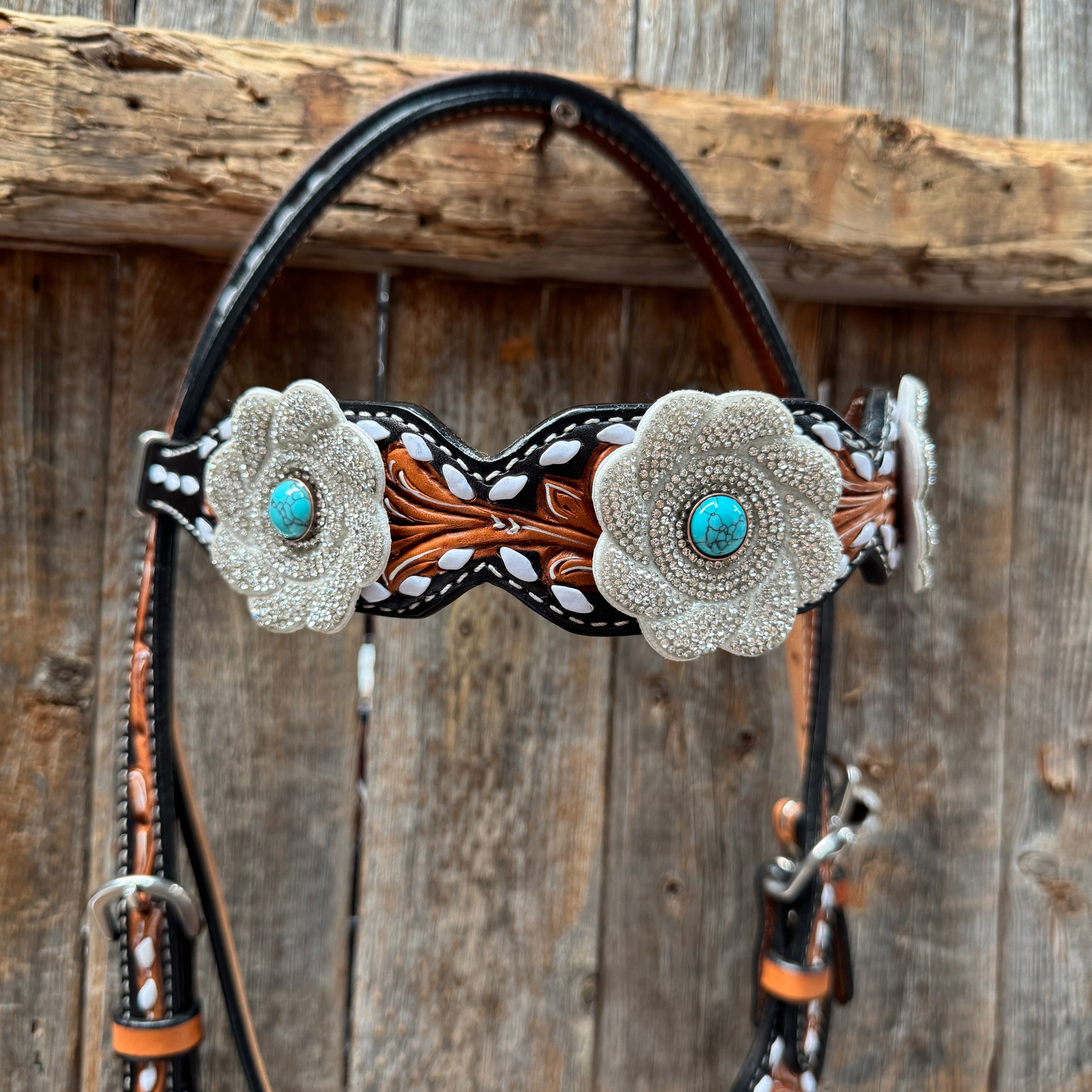 Classic Turquoise and Silver Browband Tack Set #BBBC655 — view 3