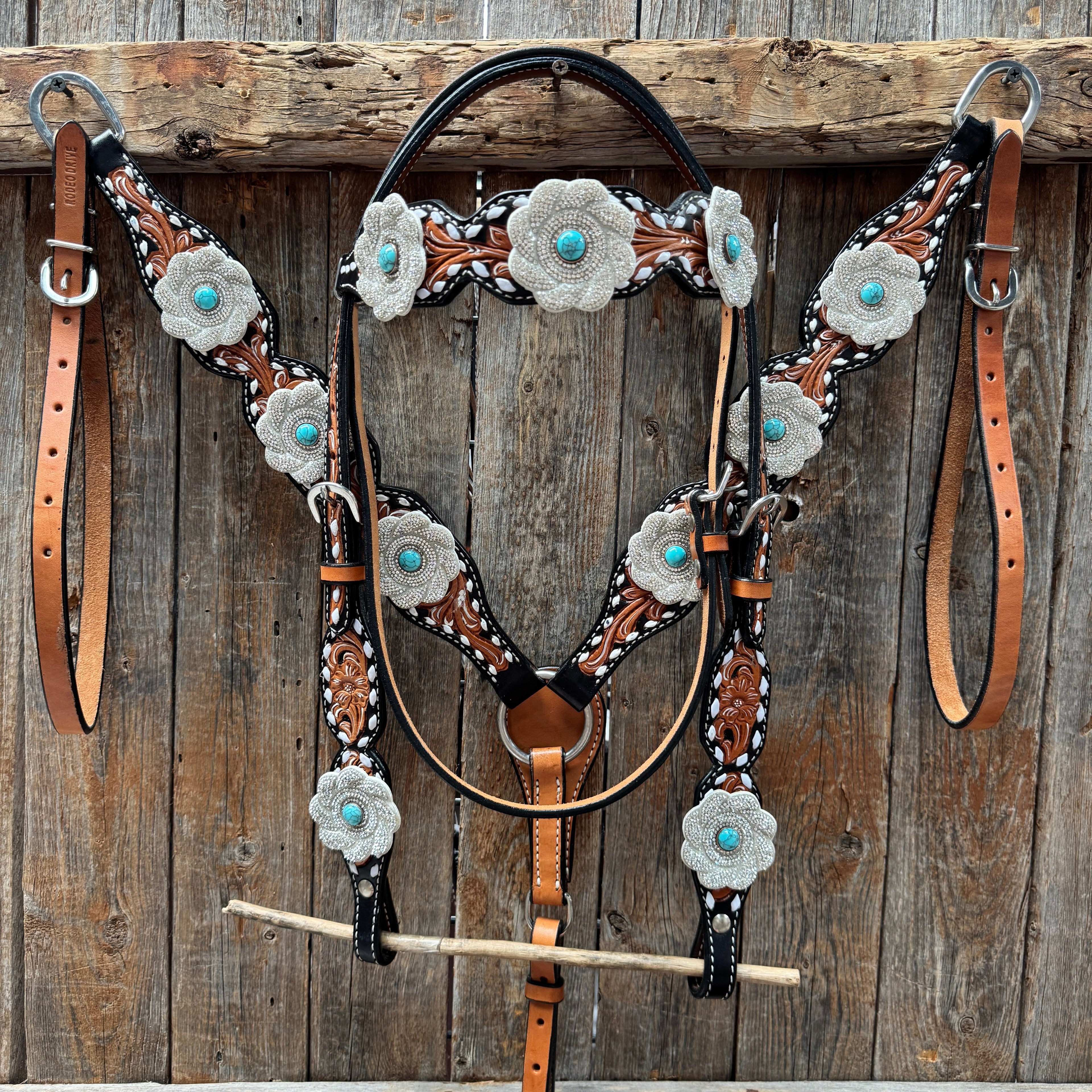 Classic Turquoise and Silver Browband Tack Set #BBBC655