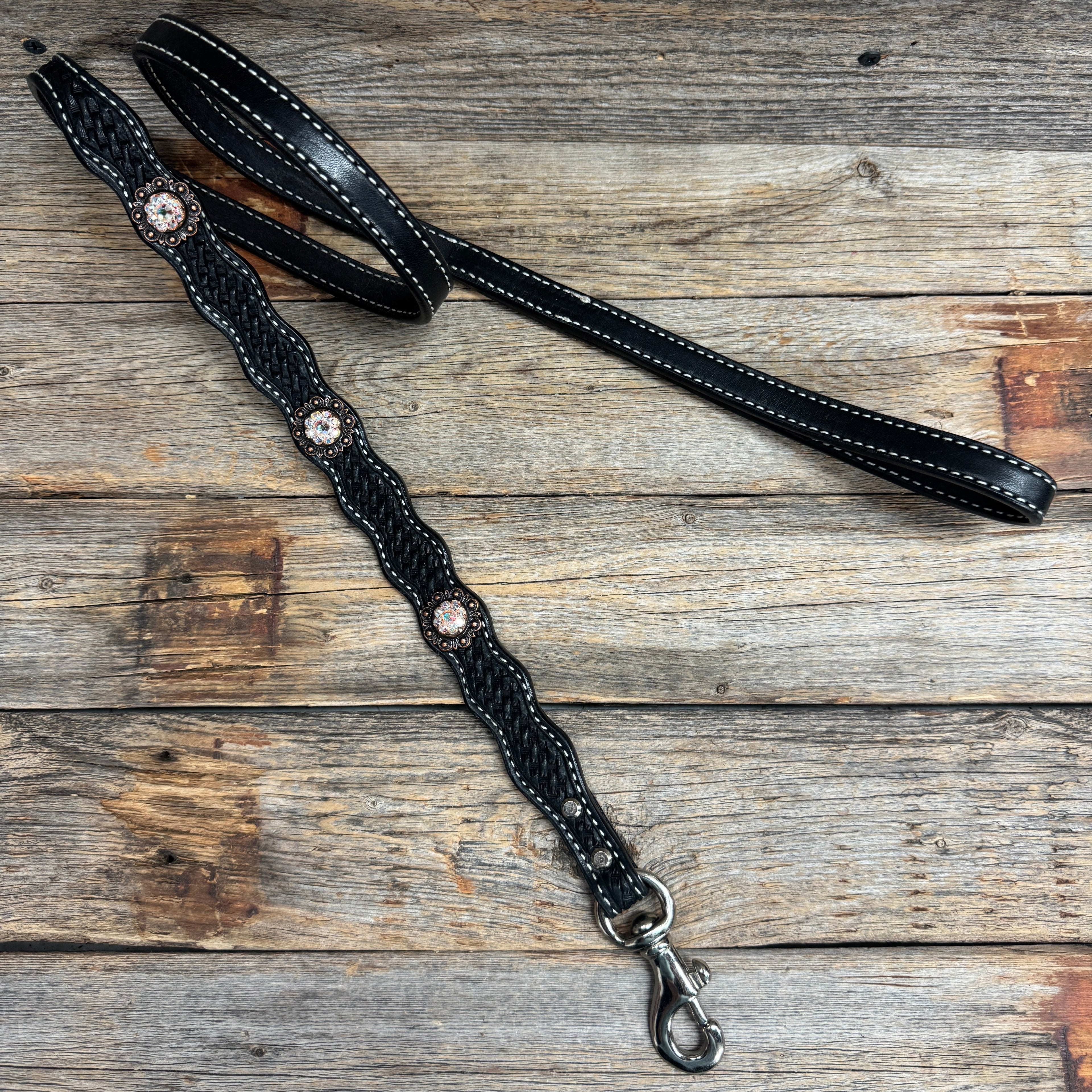 Genuine Leather Dog Collar or Leash With Copper AB Conchos 10" to 22" DC33 — view 8