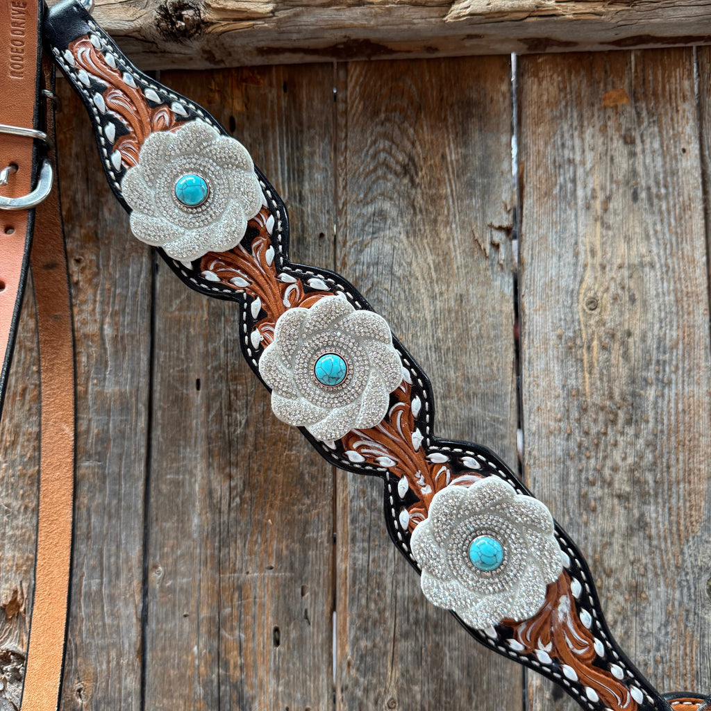 Classic Turquoise and Silver Browband Tack Set #BBBC655 — view 6