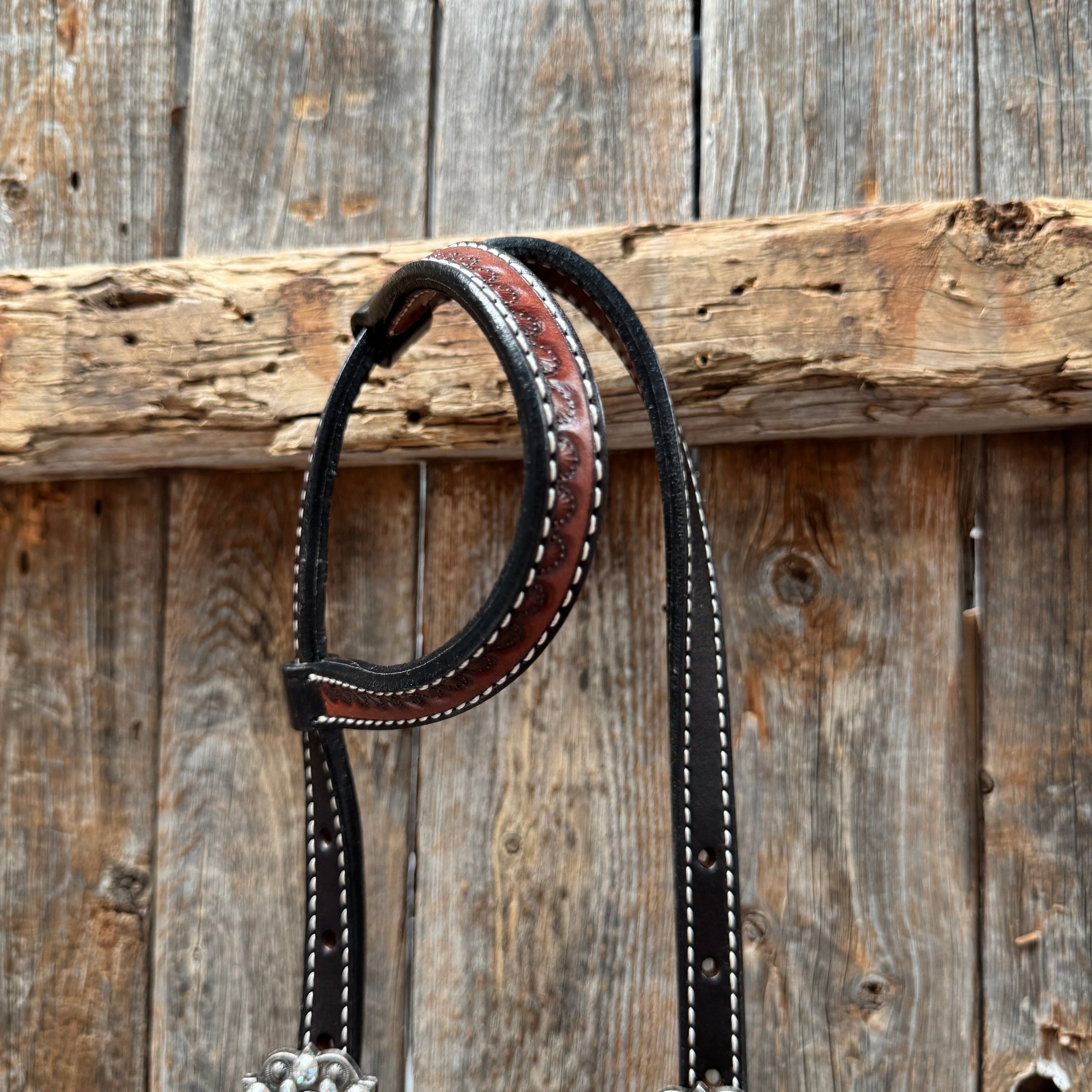 Flower Power Black and Clear One Ear Headstall & Breastcollar Tack Set #OEBC656 — view 5