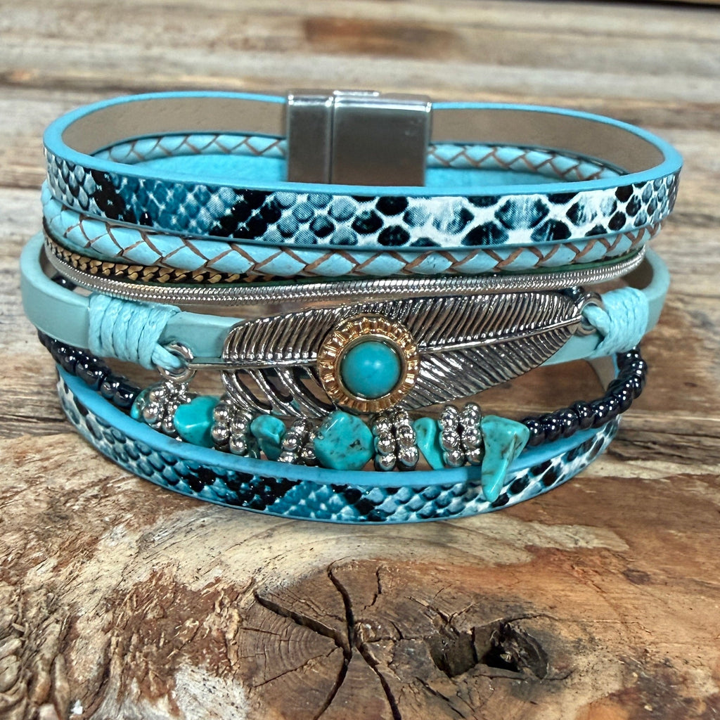 Blue Boho Multi Strand Wrap Bracelet