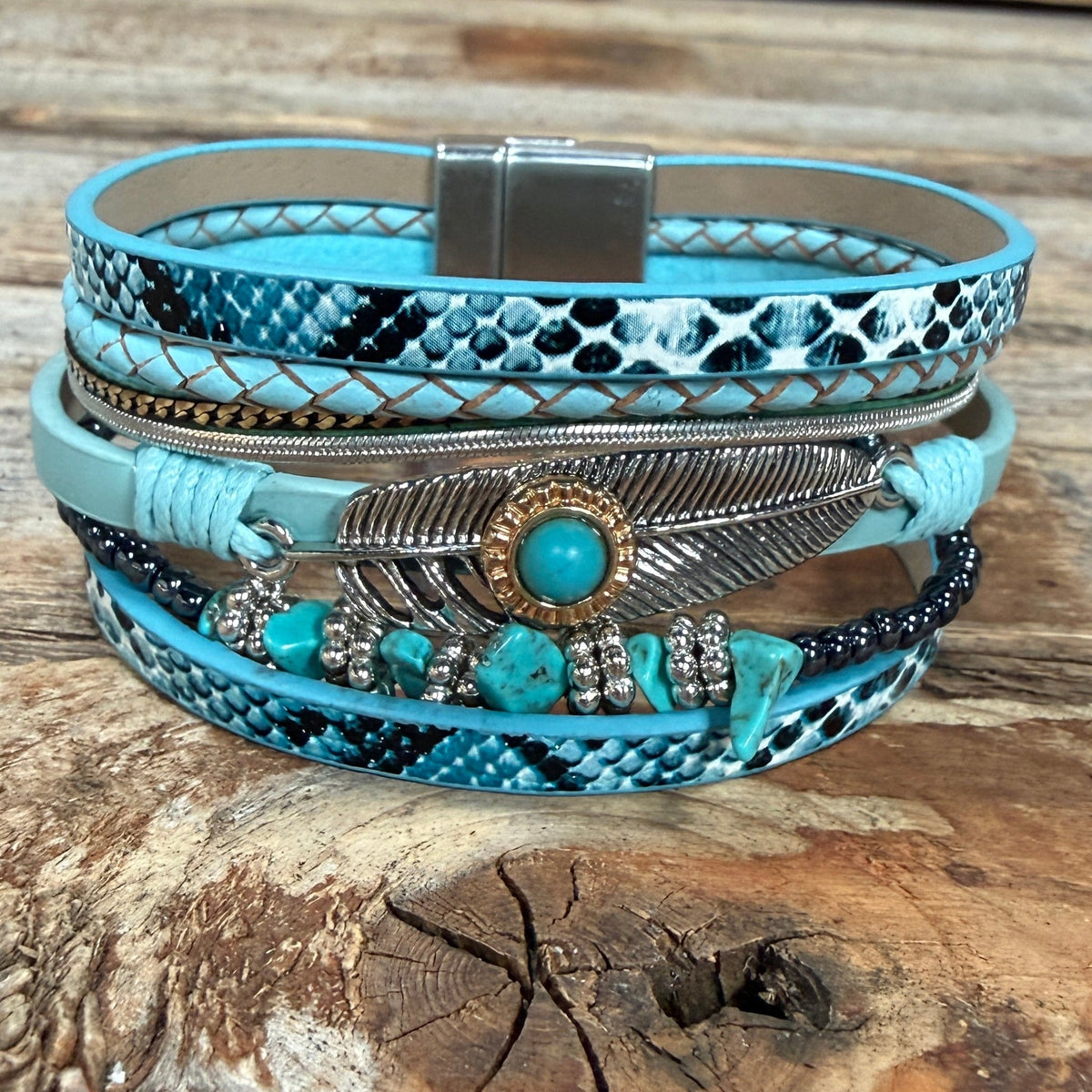 Blue Boho Multi Strand Wrap Bracelet