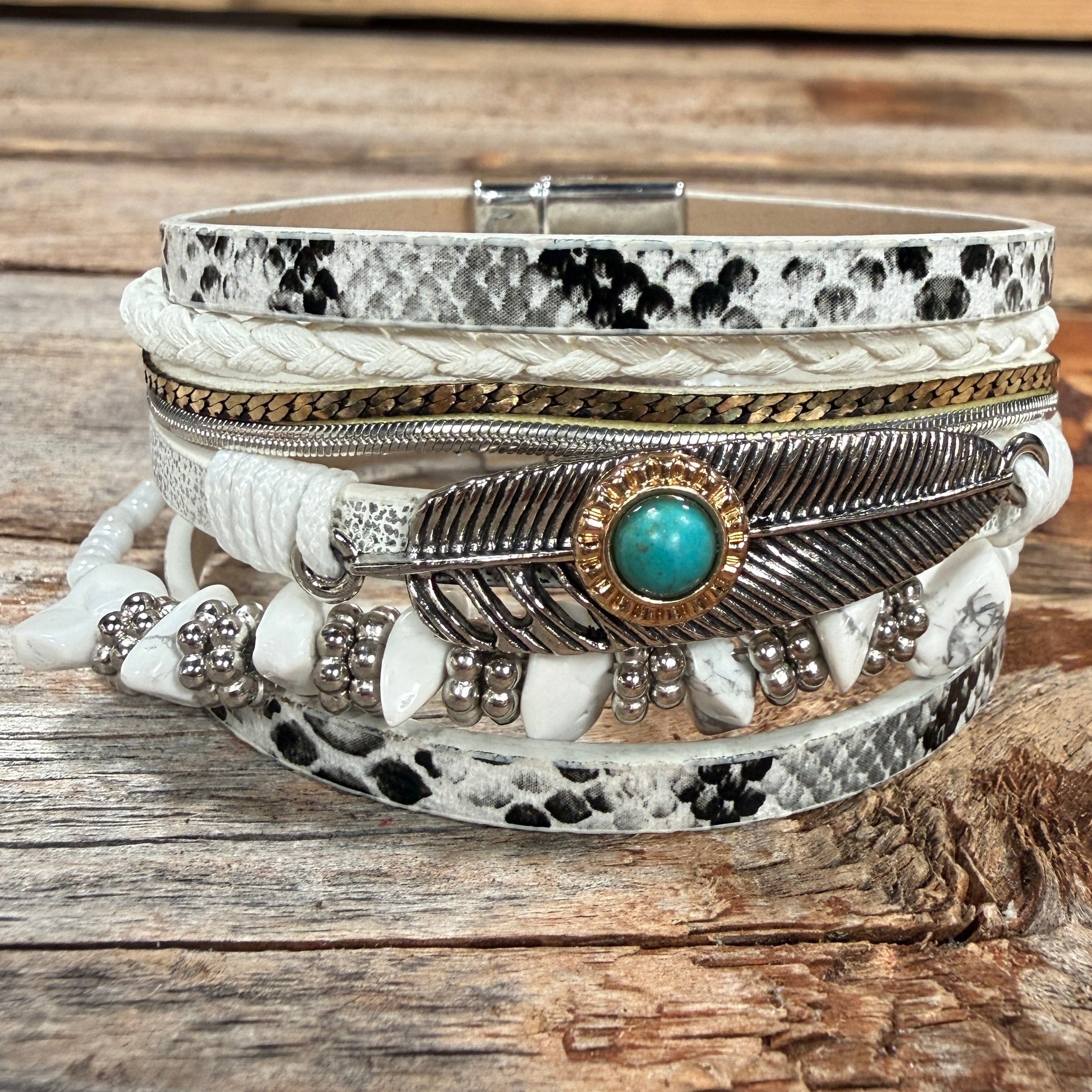 White Boho Multi Strand Wrap Bracelet