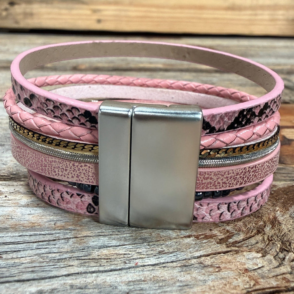 Pink Boho Multi Strand Wrap Bracelet