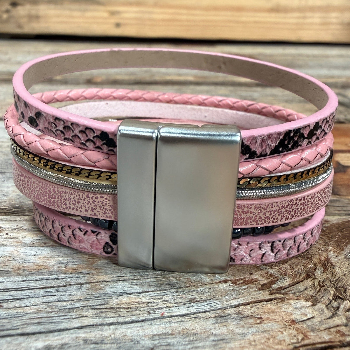 Pink Boho Multi Strand Wrap Bracelet